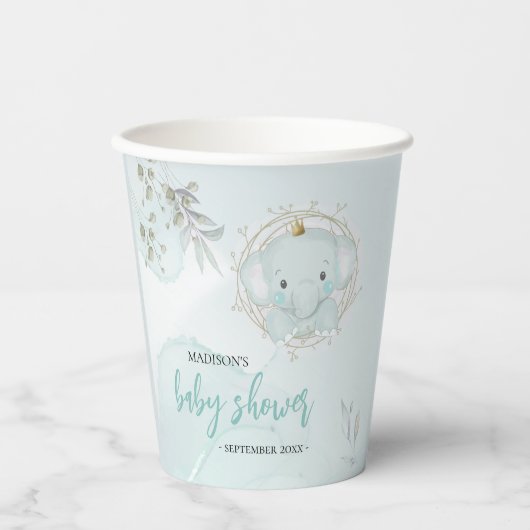 Een kleine Olifant Boy Baby shower Paper Cup Papieren Bekers (Voorkant)