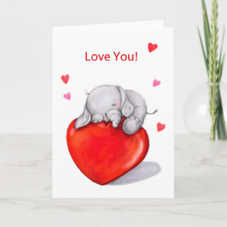 Een kleine olifant met grote hoornaar, hou van je kaart