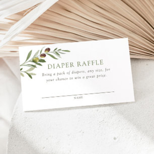 Een Kleine Olijf Baby Shower Luiers Raffle Informatiekaartje