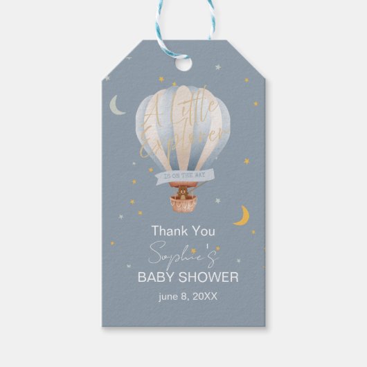 Een Kleine Ontdekkingsreiziger Luchtballon Cadeaulabel (Voorkant)