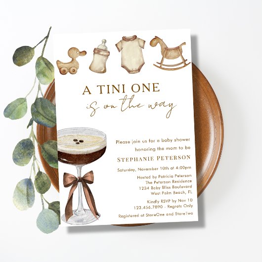 Een kleine op de weg Espresso Martini Baby shower Kaart