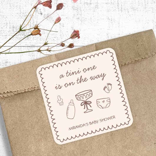 Een kleine op de weg Espresso Martini Baby shower Vierkante Sticker