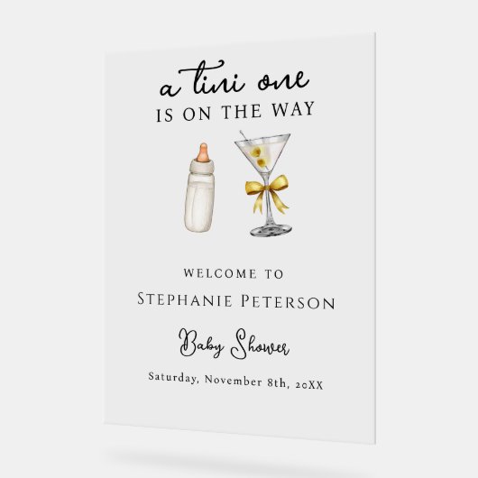 Een kleine op de weg geel Martini Baby shower Acryl Bord (Hoek)