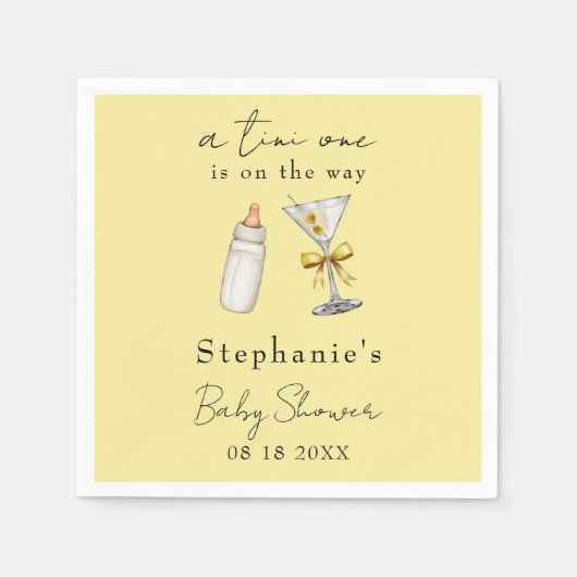 Een kleine op de weg geel Martini Baby shower Servet (Voorkant)
