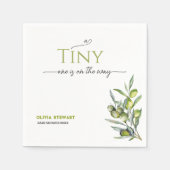 Een kleine op de weg Olive Baby shower Servet (Voorkant)