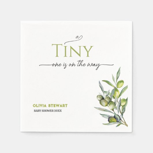 Een kleine op de weg Olive Baby shower Servet (Voorkant)