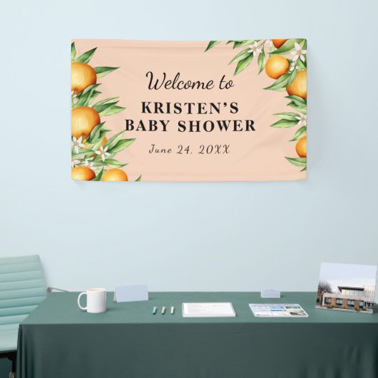 Een kleine Oranje achtergrond van het Baby shower  Spandoek (Beurs)