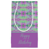 Een  kleine Paarse ventilator met gebarenteerde ta Klein Cadeauzakje (Voorkant)