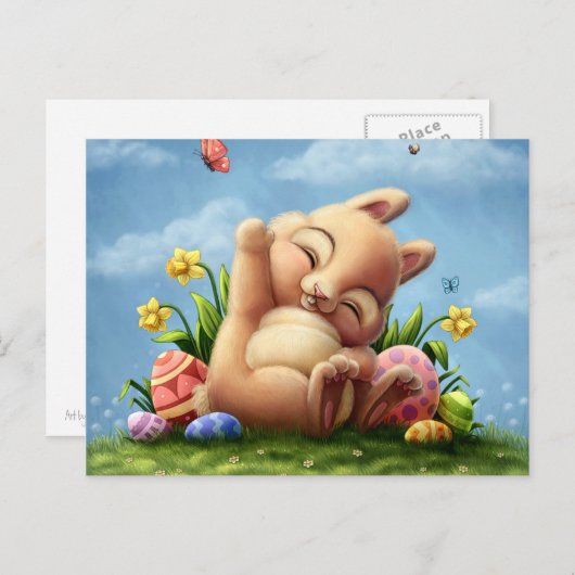 Een kleine paasbunny feestdagenkaart (Voorkant / Achterkant)