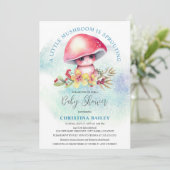 Een kleine paddenstoel is kiemend Baby shower Kaart (Staand voorkant)