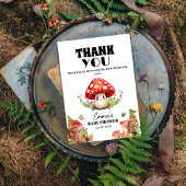 een kleine paddenstoel vlinder mot Baby shower Bedankkaart