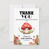 een kleine paddenstoel vlinder mot Baby shower Bedankkaart (Voorkant)