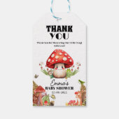 een kleine paddenstoel vlinder mot Baby shower Cadeaulabel (Achterkant)