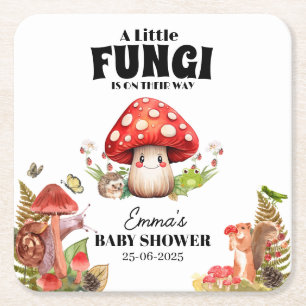 een kleine paddenstoel vlinder mot Baby shower Kartonnen Onderzetters
