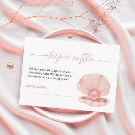 Een kleine parel is On the Way Pink Diaper Raffle Informatiekaartje