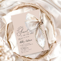 Een kleine parel is onderweg Beige Bow Baby shower