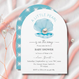 Een kleine parel is onderweg Blauw Baby shower Kaart