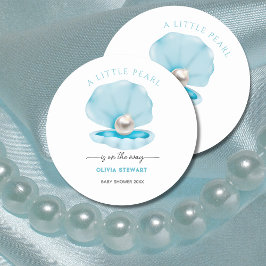 Een kleine parel is op de Weg Baby shower Ronde Sticker