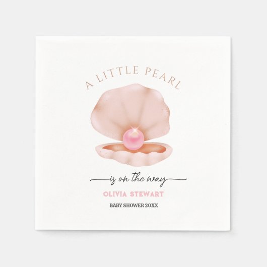 Een kleine parel is op de Weg Baby shower Servet (Voorkant)