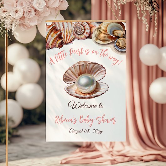 Een kleine parel onder het Zee Baby shower Welkom Poster