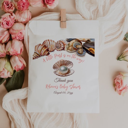 Een kleine parel onder het Zee meisje Baby shower Bedankzakje