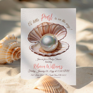 Een kleine parel onder het Zee meisje Baby shower Kaart