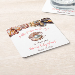 Een kleine parel onder het Zee meisje Baby shower Kartonnen Onderzetters
