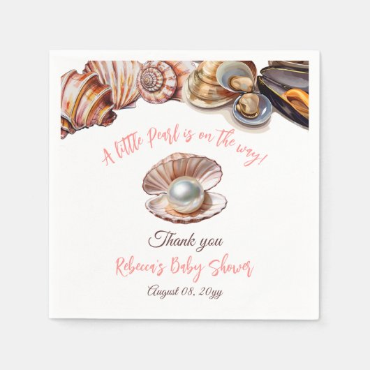 Een kleine parel onder het Zee meisje Baby shower Servet (Voorkant)