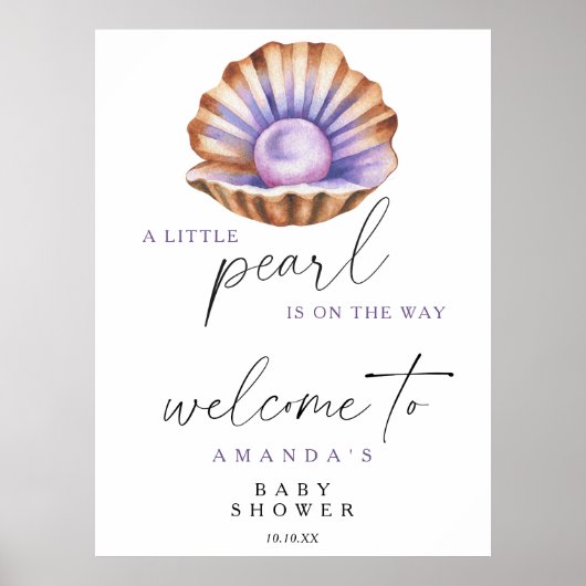 Een kleine parel - Welkom baby shower feest Poster (Voorkant)
