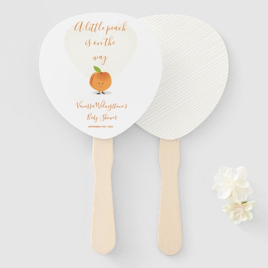 Een kleine peach is onderweg Baby shower Handwaaier (Voorkant en achterkant)