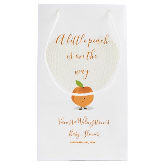 Een kleine peach is onderweg Baby shower Klein Cadeauzakje (Achterkant)