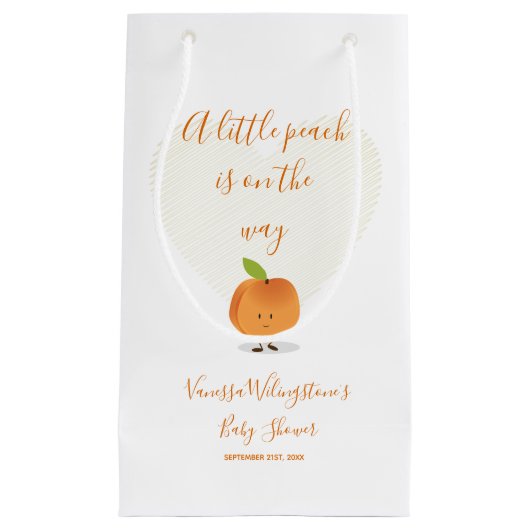Een kleine peach is onderweg Baby shower Klein Cadeauzakje (Voorkant)