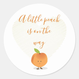 Een kleine peach is onderweg Baby shower Ronde Sticker
