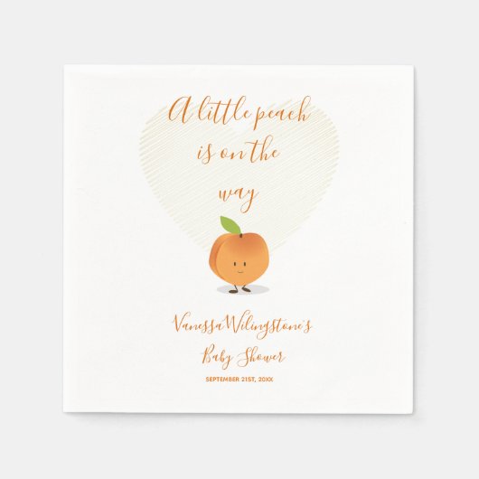 Een kleine peach is onderweg Baby shower Servet (Voorkant)