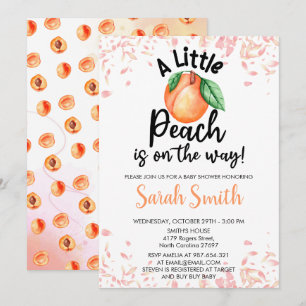 Een kleine peach is op weg naar Oranje Baby shower Kaart