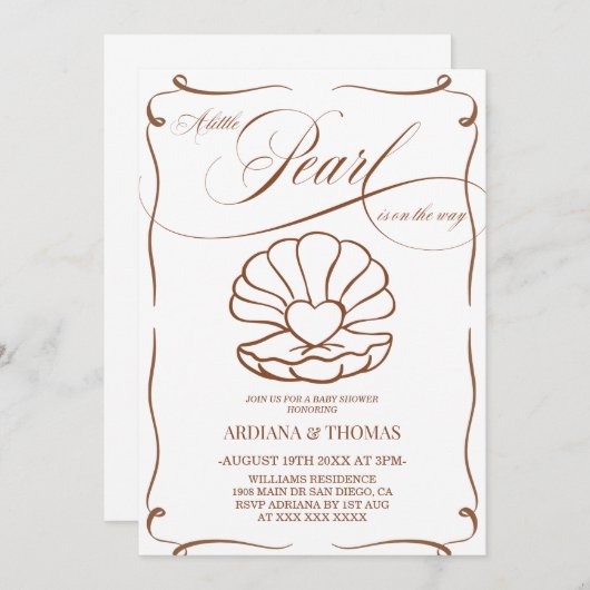 Een kleine Pearl Hand getrokken Baby shower Kaart (Voorkant / Achterkant)