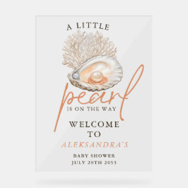 Een kleine Pearl Seashell Baby shower welkomstbord Acryl Bord