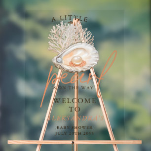 Een kleine Pearl Seashell Baby shower welkomstbord Acryl Bord