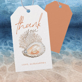 Een kleine Pearl Waterverf Seashell Baby shower Cadeaulabel