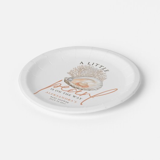 Een kleine Pearl Waterverf Seashell Baby shower Papieren Bordje (Gekanteld)