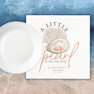 Een kleine Pearl Waterverf Seashell Baby shower Servet