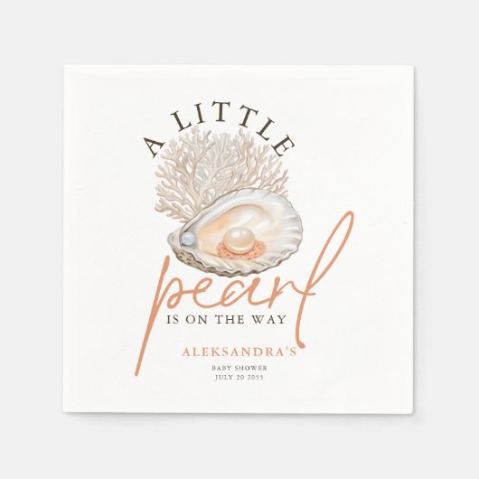 Een kleine Pearl Waterverf Seashell Baby shower Servet (Voorkant)