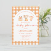Een Kleine Perzik Baby Shower Uitnodiging (Staand voorkant)