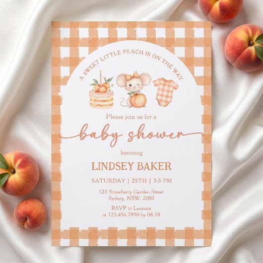 Een Kleine Perzik Baby Shower Uitnodiging