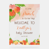 Een kleine perzik is op weg meisje Baby shower Acryl Bord (Voorkant)