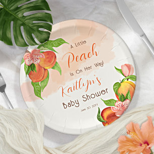 Een kleine perzik is op weg meisje Baby shower Papieren Bordje
