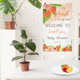 Een kleine perzik is op weg meisje Baby shower Spandoek