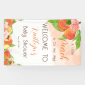 Een kleine perzik is op weg meisje Baby shower Spandoek (Horizontaal)