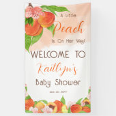 Een kleine perzik is op weg meisje Baby shower Spandoek (Verticaal)