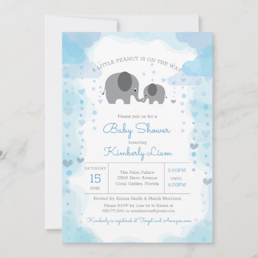 Een kleine pinda Elephant Boy Baby shower Kaart (Voorkant)